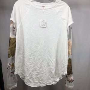 NWT Free People embroidered long sleeve tee